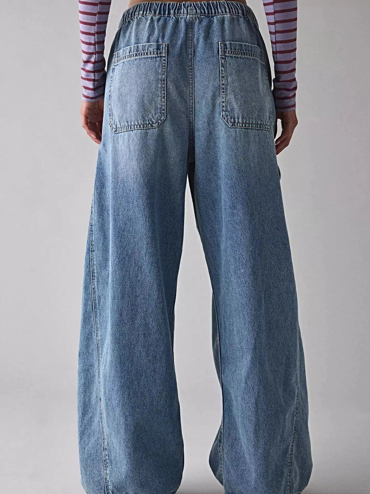 Drawstring Waist Cargo Jeans -