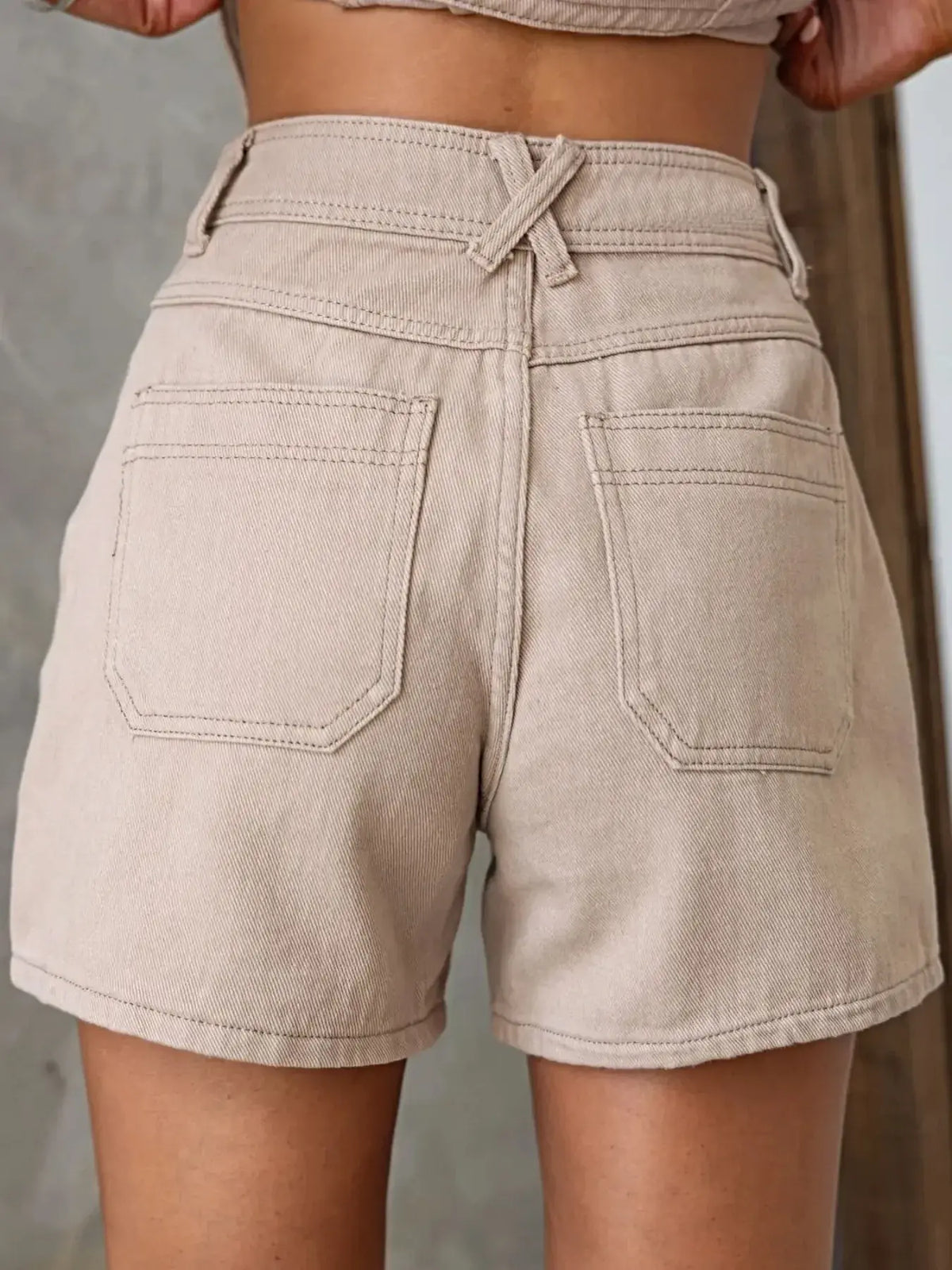 Sleeveless Button-Up Top and Shorts Denim Set -