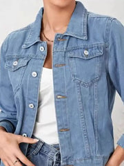 Button Up Long Sleeve Denim Jacket -