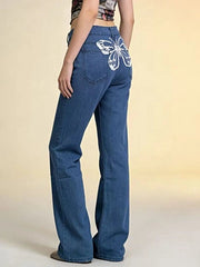 Butterfly Back Wide Leg Jeans -