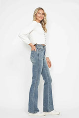 Judy Blue Full Size Tummy Control Back Embroidered Pocketed Bootcut Jeans Plus Size -