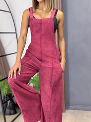 Full Size Vintage Wash Wide Leg Denim Overalls Plus Size -
