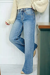 Distressed Detail Tummy Control Raw Hem Jeans -