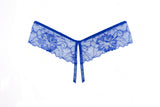 Tallulah Open Panty, Delicate scalloped lace open panty na may rhinestone strap trim sa Blue-Panty-Allure Lingerie-Blue-One Size-SatinBoutique
