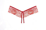 Tallulah Open Panty, Pinong scalloped lace open panty rhinestone strap trim sa Red-Panty-Allure Lingerie-Red-One Size-SatinBoutique