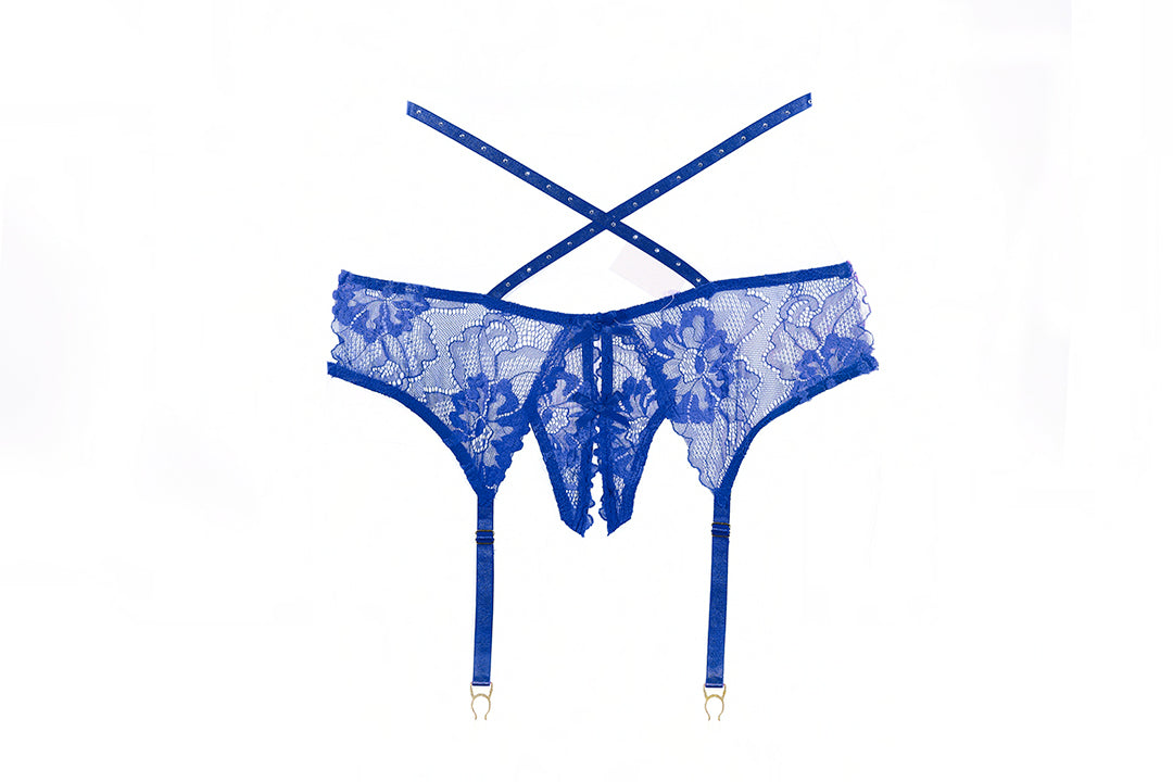 Charlotte Garter Panty, Keep him guessing “what’s next in Blue-Panty-Allure Lingerie-Blue-One Size-SatinBoutique