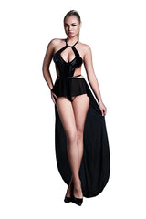 Latex-Look Vinyl & Mesh Bodysuit with Flirty Skirt,  Take Me - Sheer Cape