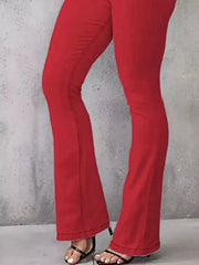 Full Size Wash High-Waisted Flare Jeans Plus Size -