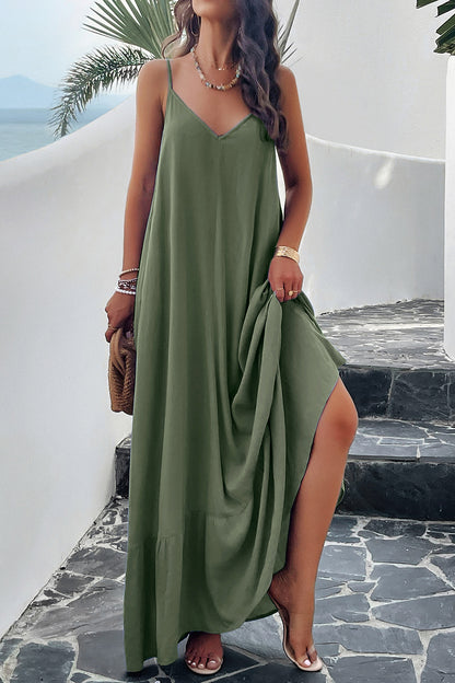 Devine Backless Maxi Cami Dress with Pockets