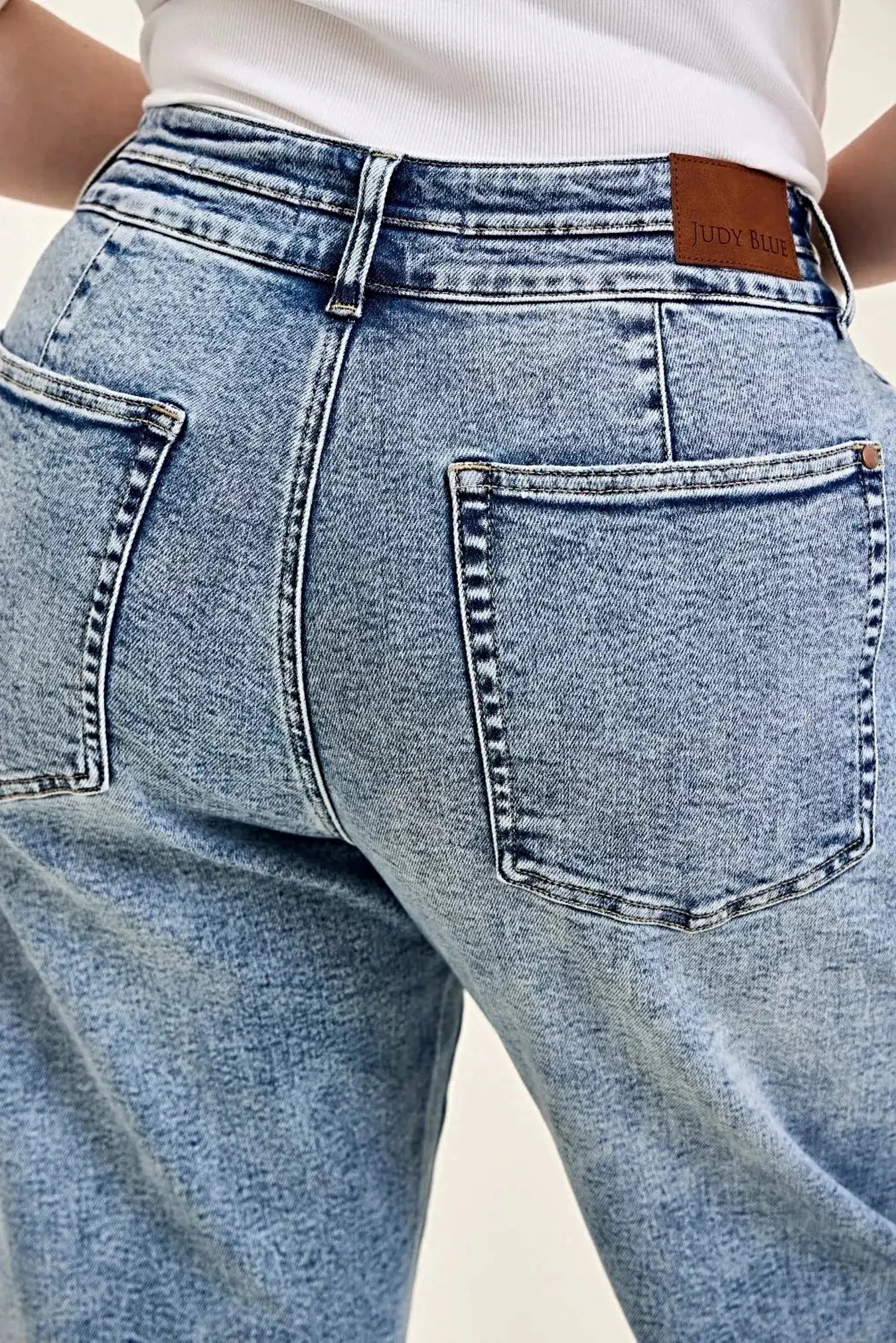 Judy Blue Full Size High Waist Marlow Arc Leg Jeans with Double Waistband Plus Size -