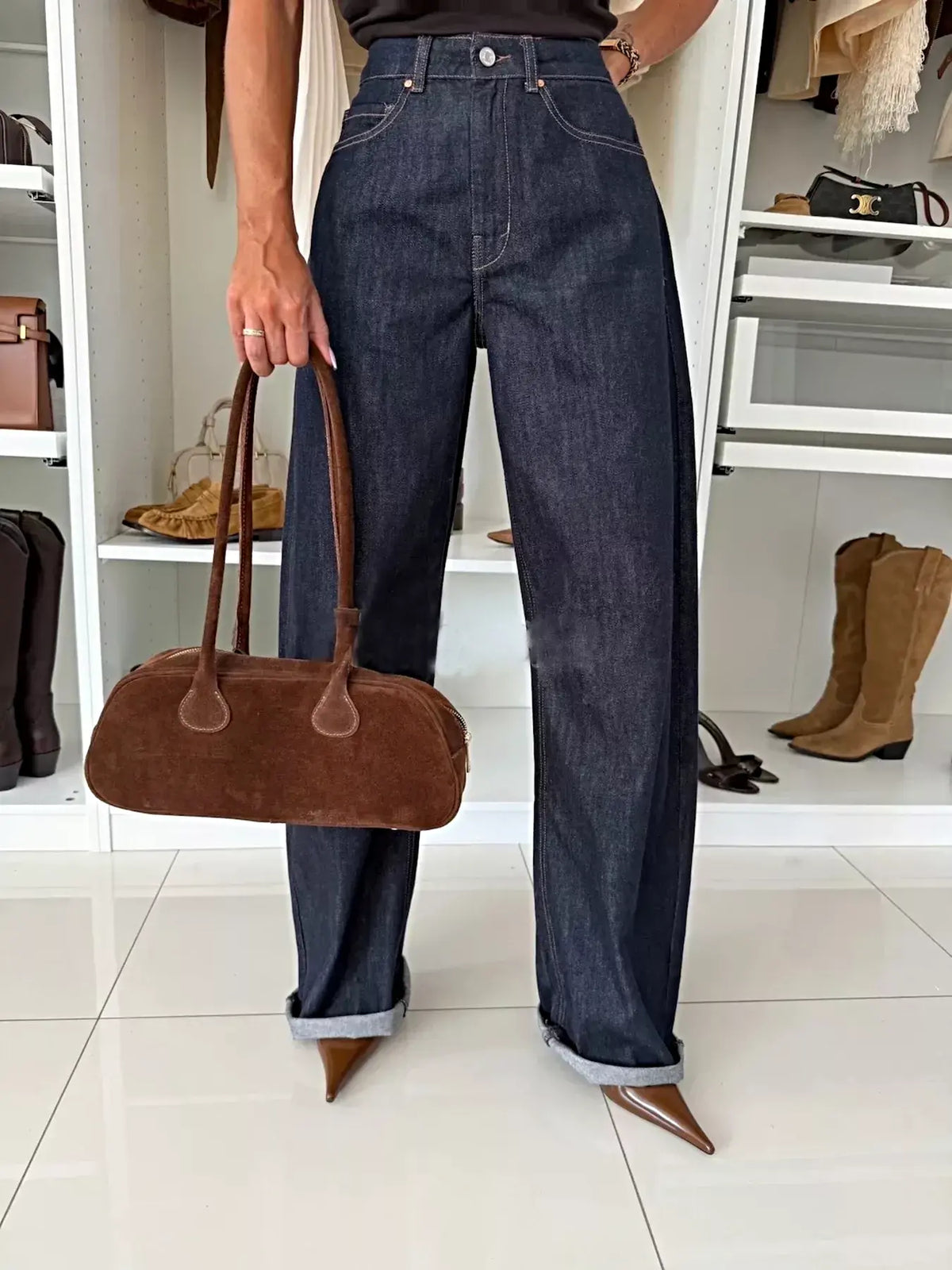 Single-Breasted Blazer and Jeans Denim Set -