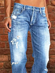 Full Size Distressed Raw Hem Jeans Plus Size -