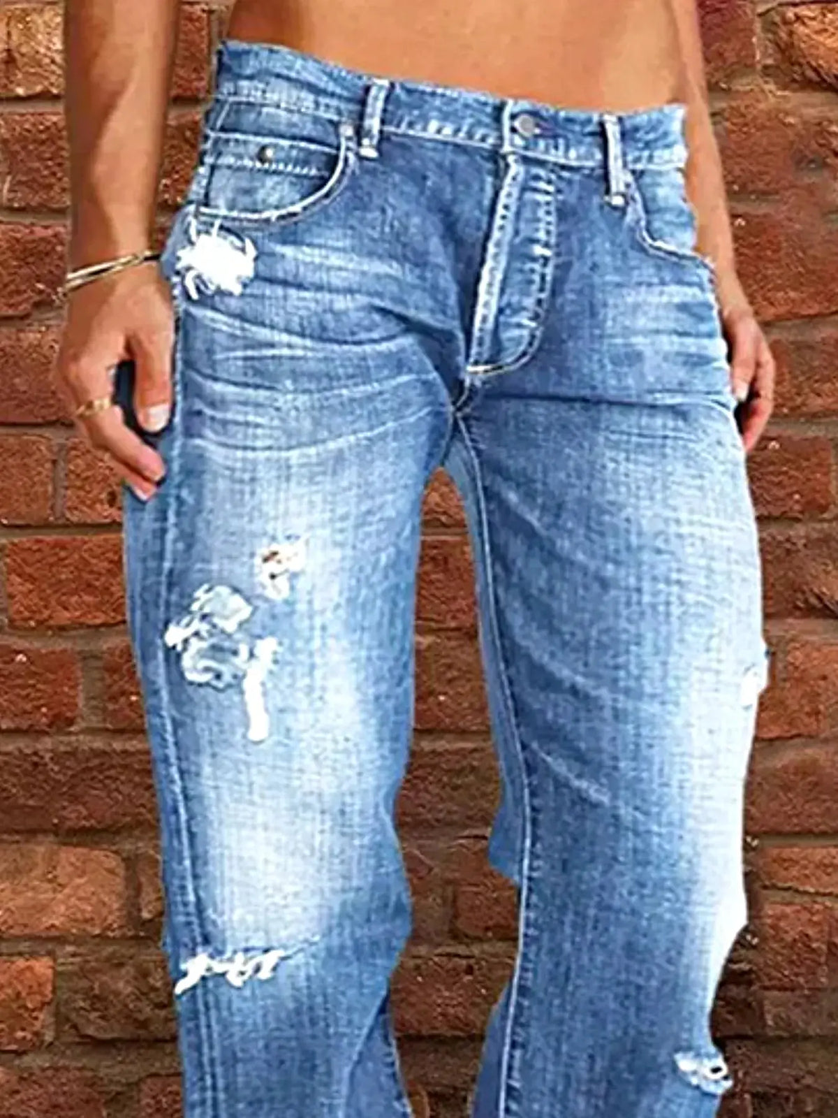 Full Size Distressed Raw Hem Jeans Plus Size -