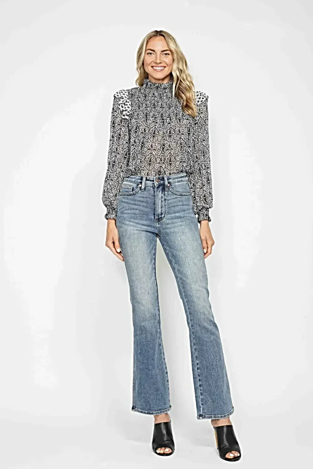 Judy Blue Full Size Tummy Control Back Embroidered Pocketed Bootcut Jeans Plus Size -