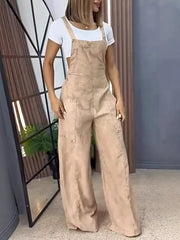 Full Size Vintage Wash Wide Leg Denim Overalls Plus Size -