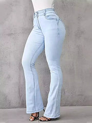 Full Size Wash High-Waisted Flare Jeans Plus Size -