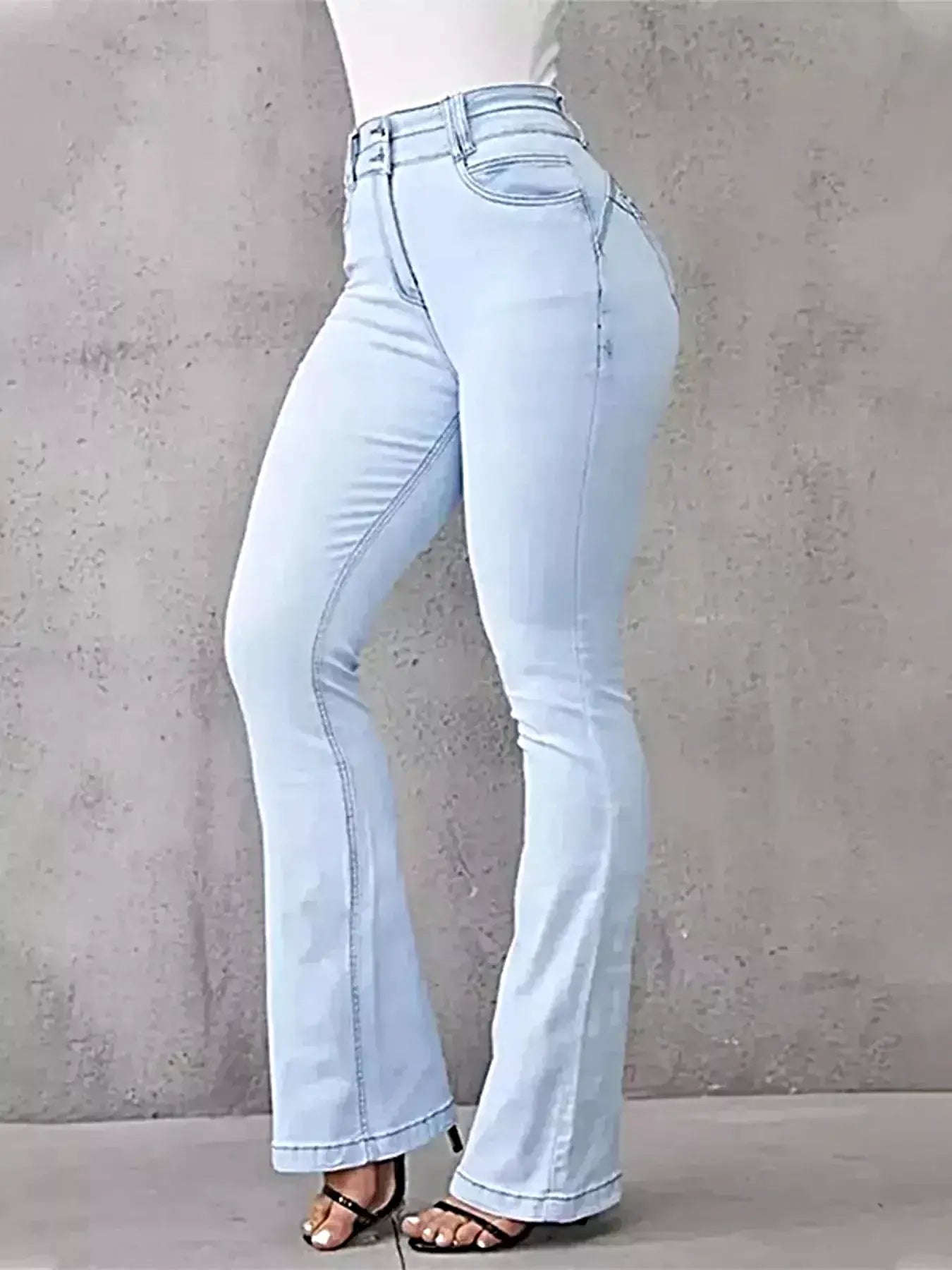 Full Size Wash High-Waisted Flare Jeans Plus Size -