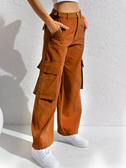 High-Waisted Wide Leg Cargo Jeans -