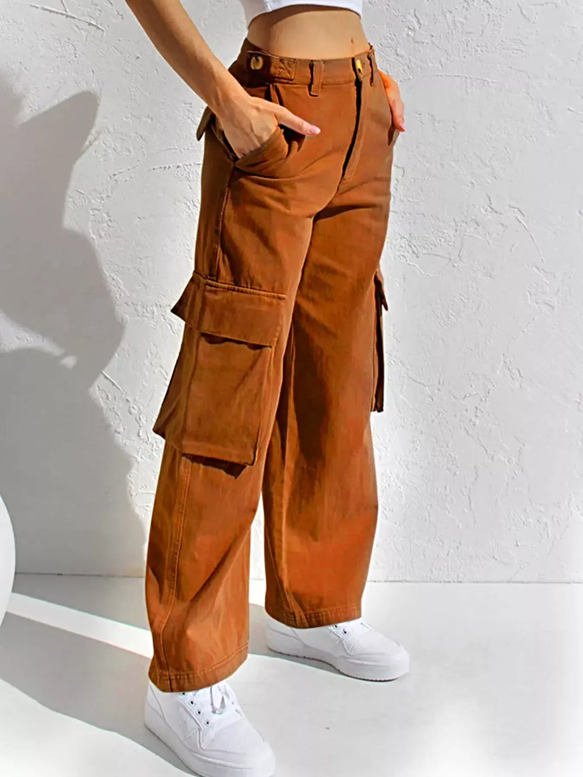 High-Waisted Wide Leg Cargo Jeans -