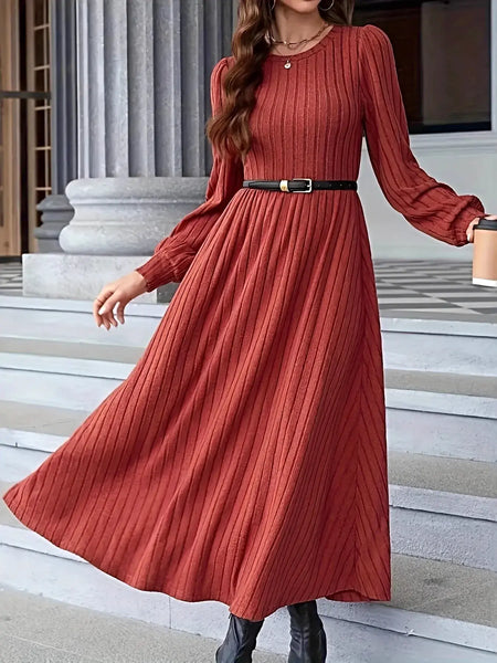 Ribbed Long Sleeve Sweater Dress -