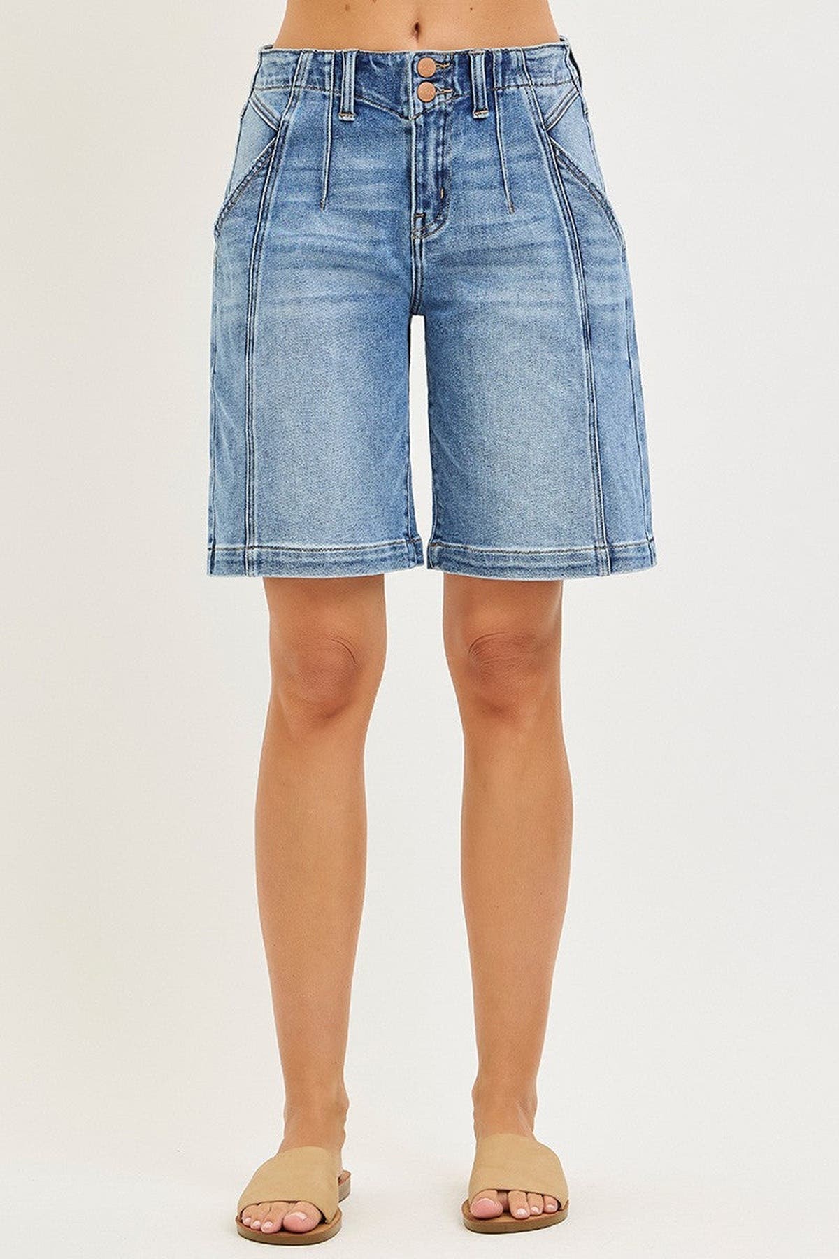 RISEN 2-Button Slouchy Jorts with Pockets -