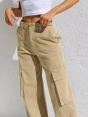 High-Waisted Wide Leg Cargo Jeans -