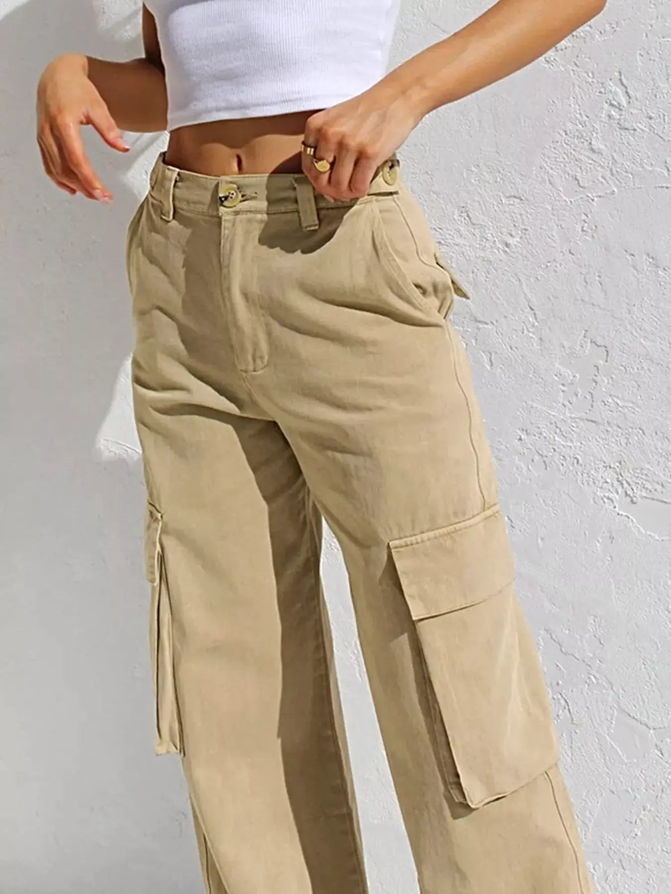 High-Waisted Wide Leg Cargo Jeans -