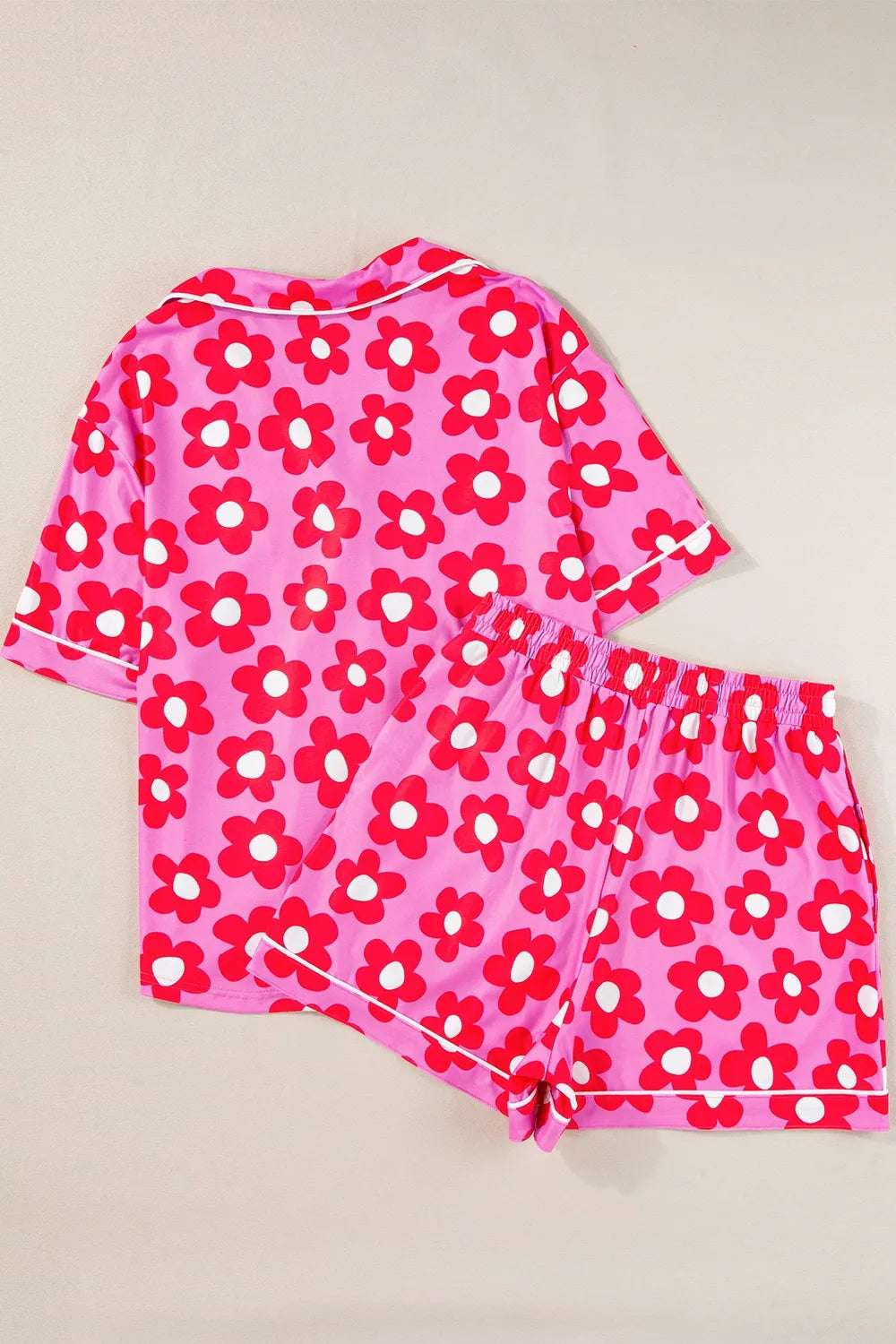 Pocketed Flower Half Sleeve Top and Shorts Lounge Set -