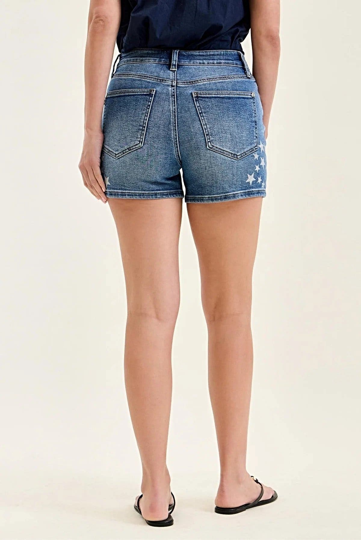 Judy Blue High Rise Slim Short with Star Splatter -