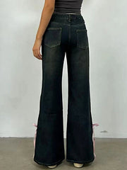 Ribbon Detail Flare Jeans -