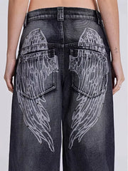 Vintage Wash Wide Leg Jeans -