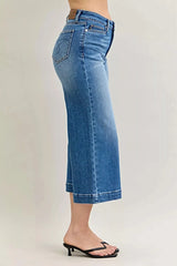 Judy Blue Mid Rise Crop Wide Leg Jeans -