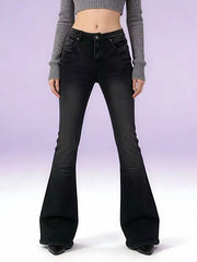 Full Size Vintage Wash High-Waisted Flare Jeans Plus Size -