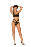 Elegant Moments 30047 Eyelash Lace Cami Top Set with criss cross lace up front