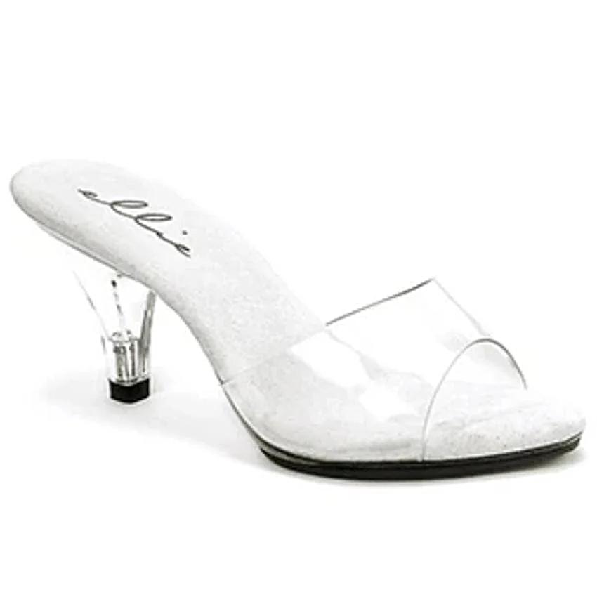 Ellie Shoes 305-Vanity Clear Mules for Women - Chic 3 Inch Heel, perfect clear mules for women for any elegant occasion.