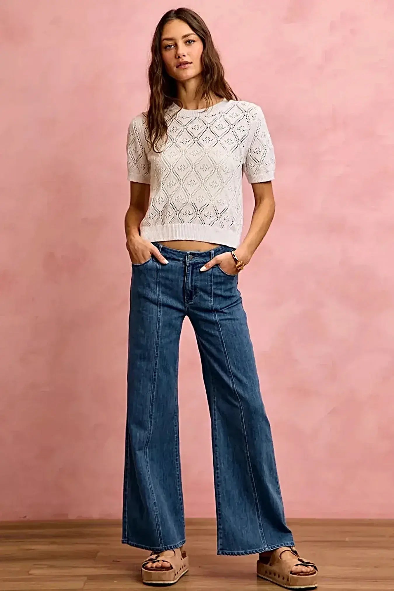 SO ME Seam Detail Mid Rise Stretch Denim Jeans -