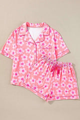 Pocketed Flower Half Sleeve Top and Shorts Lounge Set -