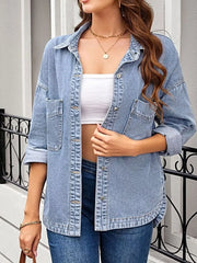 Casual Button Up Loose Fit Denim Jacket -