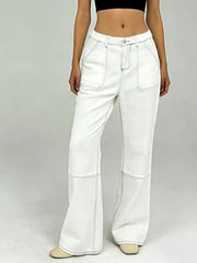 Wide Leg Contrast Stitching Jeans -