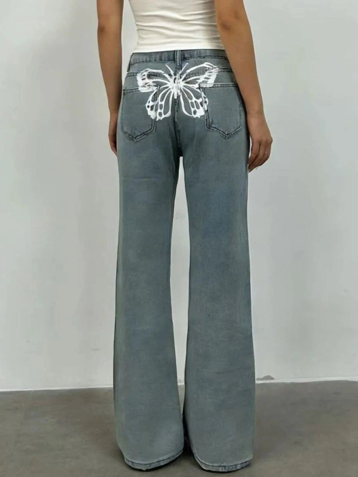 Butterfly Back Wide Leg Jeans -