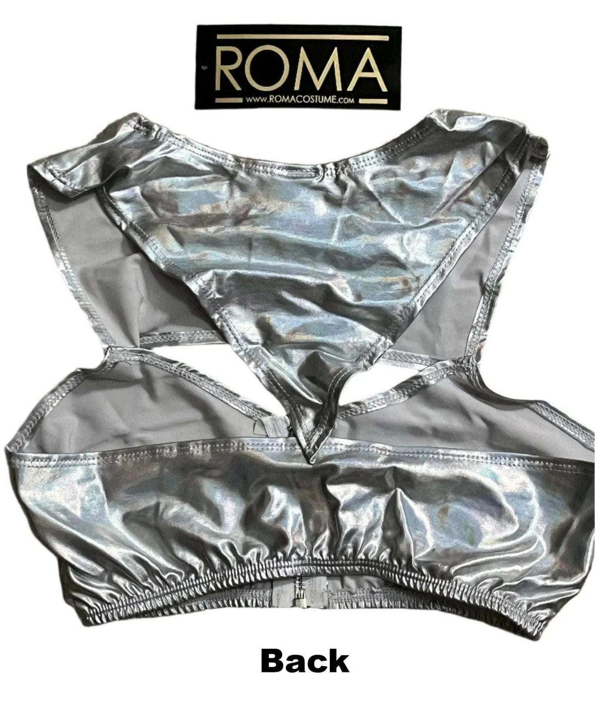 ROMA  IS-3752  Shiny Metalic Crop Top, Gold, S/M; Silver, M/L. Reg.$$26 - Crop top