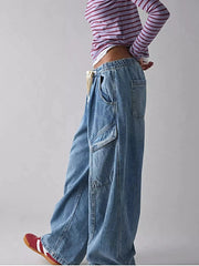 Drawstring Waist Cargo Jeans -