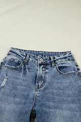 Cuffed Straight Loose Jeans -
