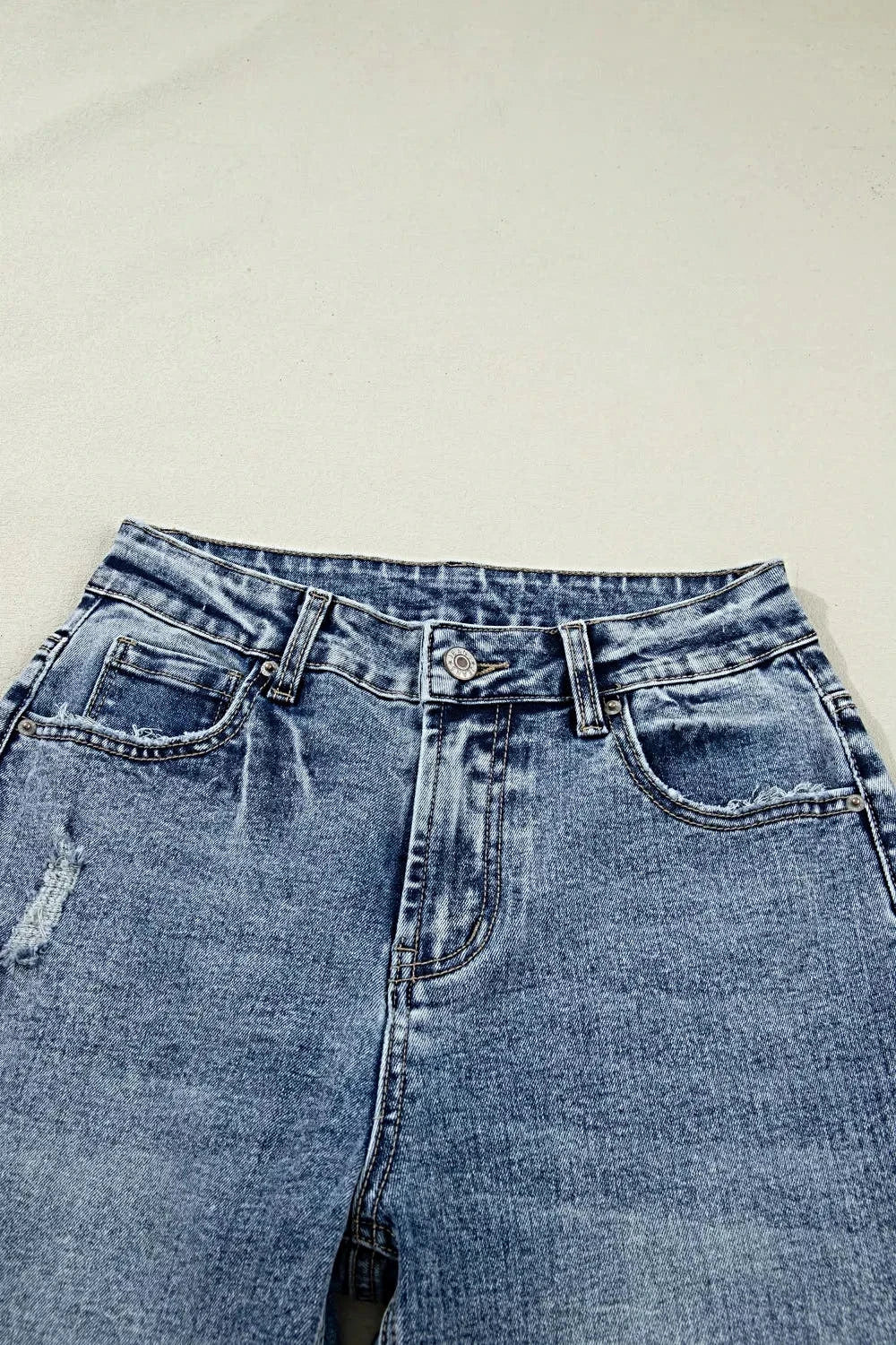 Cuffed Straight Loose Jeans -