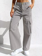 High-Waisted Wide Leg Cargo Jeans -