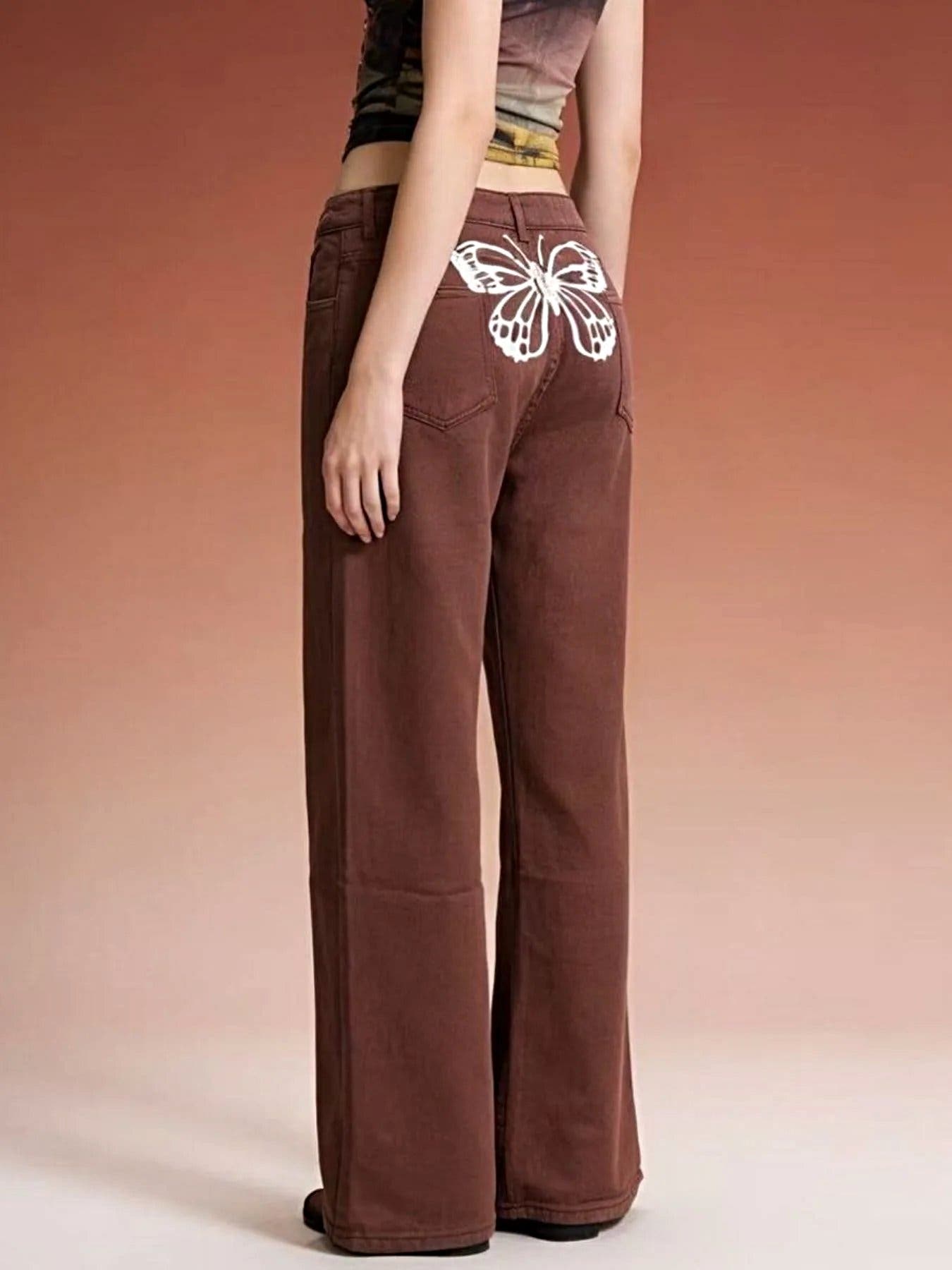 Butterfly Back Wide Leg Jeans -