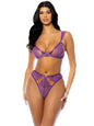 Oh La La Cheri EL-Evrice Lace and Mesh Underwire Bra w/Thong