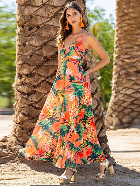 Twisted Printed V-Neck Cami Dress -