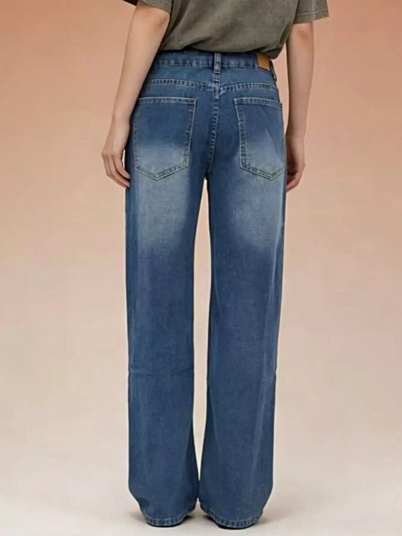 Vintage Wash Wide Leg Jeans -