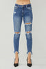 RISEN Distressed Frayed Hem Slim Jeans